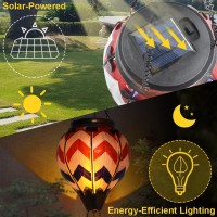 Teyigarden Hot Air Balloon Solar Lantern With Flickering Lights Solar Powered Hot Air Balloon Lantern Glass Metal Hanging So