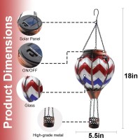 Teyigarden Hot Air Balloon Solar Lantern With Flickering Lights Solar Powered Hot Air Balloon Lantern Glass Metal Hanging So