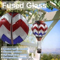 Teyigarden Hot Air Balloon Solar Lantern With Flickering Lights Solar Powered Hot Air Balloon Lantern Glass Metal Hanging So