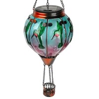 Teyigarden Solar Hot Air Balloon Lantern With Flame Glass Hot Air Balloon Solar Lantern Flickering Lights Waterproof Hanging Ou