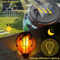 Teyigarden Solar Hot Air Balloon Lantern With Flame Glass Hot Air Balloon Solar Lantern Flickering Lights Waterproof Hanging Ou