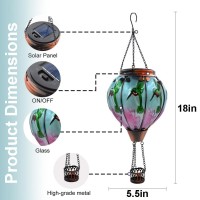 Teyigarden Solar Hot Air Balloon Lantern With Flame Glass Hot Air Balloon Solar Lantern Flickering Lights Waterproof Hanging Ou