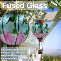 Teyigarden Solar Hot Air Balloon Lantern With Flame Glass Hot Air Balloon Solar Lantern Flickering Lights Waterproof Hanging Ou