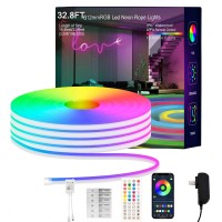 Mfww Neon Rope Lights, 32.8Ft Rgb Led Strip Lights App Control,Ir Remote,Music Syncing,Outdoor Ip67 Waterproof,Flexible Diy Design For Bedroom,Living,Gaming,Party Decoration