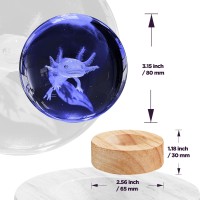 3D Axolotl Crystal Ball Night Light With Remote Upgraded 315 Inch Axolotl Glass Ball Lamps With 16 Color Led Wooden Base For B