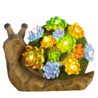 Starsoul Snail Garden Statue Solar Snail Figurine Succulents With 8 Led Lights Garden Sculptures Decorations Resin Snail Garden Ornament For Yard Patio