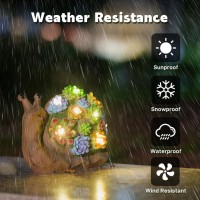 Starsoul Snail Garden Statue Solar Snail Figurine Succulents With 8 Led Lights Garden Sculptures Decorations Resin Snail Garden Ornament For Yard Patio