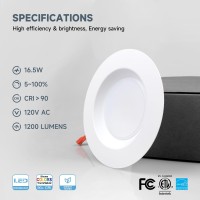 Ecoeler 56 Inch 5Cct Retrofit Led Recessed Lighting Dimmable Can Lights Damp Rated 165W 1200Lm Can Lights With Smooth Alumi