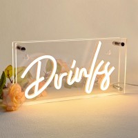 Lamomo Bar Neon Sign Drinks Signs Usb Led Desk Lightbox Light Up Sign For Home Bar Party Kitchen Mancave Club Pub Restaurant H