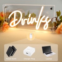 Lamomo Bar Neon Sign Drinks Signs Usb Led Desk Lightbox Light Up Sign For Home Bar Party Kitchen Mancave Club Pub Restaurant H