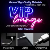 Horseneon Vip Lounge Neon Signs For Wall Decor Vip Neon Lights Signs For Room Decor Led Light Up Sign With Usb Powered For Bar