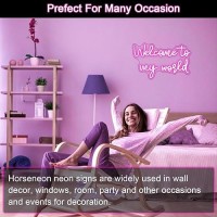 Horseneon Welcome To My World Neon Led Sign Letter Neon Signs For Wall Decor Pink Neon Lights Signs With Usb Powered For Bedro