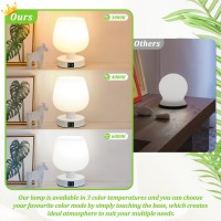 Brightever Touch Bedside Table Lamp With 2 Usb Ports Dimmable Small Nightstand Lamp For Bedroom Modern Desk Lamp With White Gl