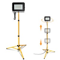 Jiubiaz Led Construction Spotlight With Tripod, 30 W 2550 Lm Led Spotlight 6000 K Cool White Construction Site Light With 1 M Cable, Height Adjustable 360 Degree Rotation, Ip66 Waterproof For Indoor And Outdoor Use (No Plug)