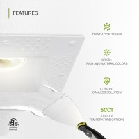 Asd Trimless 3 Inch Led Recessed Lighting 12W 120V Commercial Square Led Downlight Canless Dimmable Led Downlights For Ceiling