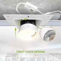 Asd Trimless Led Recessed Lighting 6 Inch 24W 120V Square Commercial Led Downlight Canless Dimmable Led Downlights For Ceiling