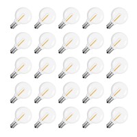 Meconard G40 Solar Replacement Bulbs, E12 Screw Base Shatterproof Globe Led Bulbs For Solar Outdoor String Lights, 1W Led Bulb, E12/C7 Candelabra Screw Base, 3V, Warm White, 25Pack