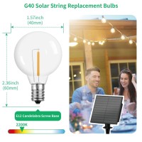 Meconard G40 Solar Replacement Bulbs, E12 Screw Base Shatterproof Globe Led Bulbs For Solar Outdoor String Lights, 1W Led Bulb, E12/C7 Candelabra Screw Base, 3V, Warm White, 25Pack