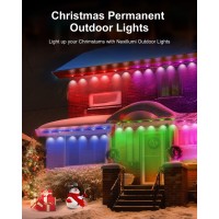 Permanent Outdoor Lights For House, 100Ft Smart Rgbic Outside Lights With 72 Scene Modes, Ip67 Waterproof Eaves Lights For Christmas All Holiday Decorations, Work With Alexa, Google Assistant