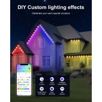 Permanent Outdoor Lights For House, 100Ft Smart Rgbic Outside Lights With 72 Scene Modes, Ip67 Waterproof Eaves Lights For Christmas All Holiday Decorations, Work With Alexa, Google Assistant