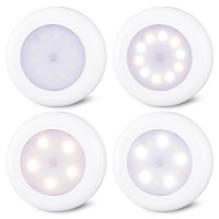 Star-Spangled 4 Pack 3.1 Dimmable Push Tap Lights, Stick On Led Touch Puck Lights Aa Battery Operated, 3 Color Modes Voice Level Sticky Button Lights For Classroom, Kitchen, Under Cabinet, Closet