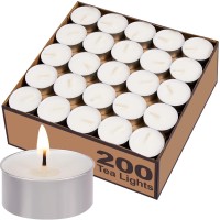 Hypmis Tea Lights Candles Bulk 200 Pack 45 Hours Fully Burns Tealight Candles Unscented Smokeless Bright Flame Tealights Fo