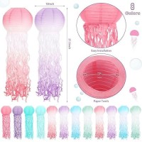 Retisee Set Of 12 Jellyfish Paper Lanterns Mermaid Hanging Lantern Under The Sea Party Decorations For Birthday Ocean Theme Part