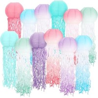 Retisee Set Of 12 Jellyfish Paper Lanterns Mermaid Hanging Lantern Under The Sea Party Decorations For Birthday Ocean Theme Part