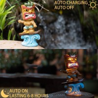 Yiosax Solar Tiki Statue Outdoor Decortiki Bar Decorgarden Tiki Surfing Statues Waterproof Decoration Figurine For Tiki Bar Pa