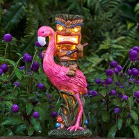 Yiosax Solar Tiki Statueoutdoor Statuestiki Bar Decor Solar Powered Garden Figurine Tiki Decoration For Bar Patio Balcony Ya