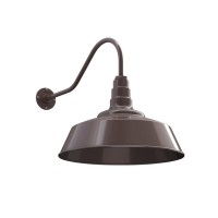 Steel Lighting Co. Redondo Barn Light | Outdoor Wall Mounted | 20 Inch Dome | 23 Inch Gooseneck | Large Farmhouse Warehouse Light Made In America | Dark Bronze Exterior/Dark Bronze Interior