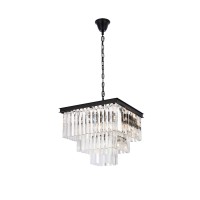 Sydney 21.5 Inch Square Crystal Chandelier In Matte Black