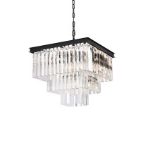 Sydney 21.5 Inch Square Crystal Chandelier In Matte Black