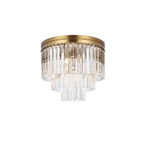 Sydney 20 Inch Round Crystal Flush Mount In Satin Gold