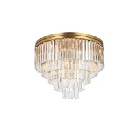 Sydney 32 Inch Round Crystal Flush Mount In Satin Gold