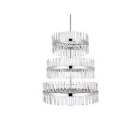 Serephina 36 Inch 3 Tiers Crystal Round Chandelier Light In Chrome