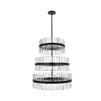 Serephina 36 Inch 3 Tiers Crystal Round Chandelier Light In Black