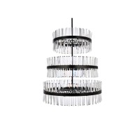 Serephina 36 Inch 3 Tiers Crystal Round Chandelier Light In Black