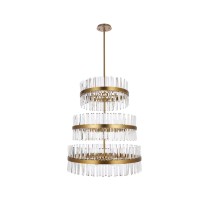 Serephina 36 Inch 3 Tiers Crystal Round Chandelier Light In Satin Gold