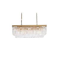 Sydney 40 Inch Rectangle Crystal Chandelier In Satin Gold