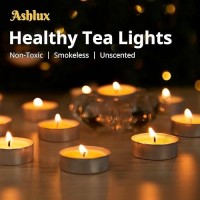 Ashlux Unscented Palm Wax Tea Lights Candles 50 Pack Bulk45 Hours Long Burning Pure Palm Tea Lights Nonparanffin Smokeless