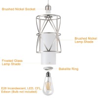 Zlierop Pendant Light With Frosted Glass Modern Pendant Lights Kitchen Island Brushed Nickel Pendant Light Fixtures Cylindric