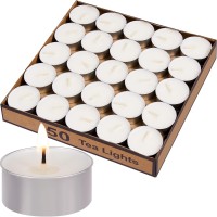 Tea Light Candles 50 Pack 4 Hours Fully Burns Tealight Candles Unscented Smokeless Paraffin Tealights For Home Sabbath Wed