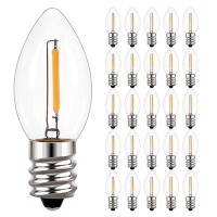 C7 Led Light Bulbs 0.5W Equivalent To 7W Candelabra Bulb 2700K Warm White Outdoor String Lights E12 Base Edison Led Night Light Bulbs Pack Of 25 For Indoor Outdoor Patio Decor Waterproof