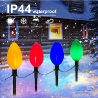 Christmas Lights Jumbo C9 Outdoor Lawn Decorations Lights With Pathway Marker Stakes, 2 Pack 7 Feet Christmas String Lights With Giant Multicolor Bulbs For Holiday Outside Yard Garden Decor, 8 Lights