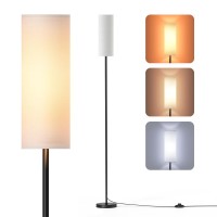 Lithomy Floor Lamp: Floor Lamp For Living Room With 3 Color Temperatures,Standing Lamp Reading For Bedroom,Living Room,9W Bulb Included-Black With White Lampshade,Remote Control Not Included