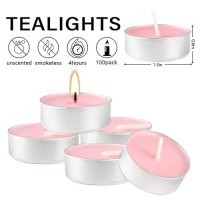 Tealight Candles Set Of 100 Unscented Pink Romantic Tea Lights Candles For Wedding Parties Birthdays Anniversaries Valentines