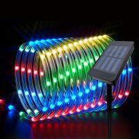 Ijg Solar Rope Lights Outdoor Decoration 66Ft 200 Led Christmas 8 Modes And Timer Clear Tube Trampoline Lights Solar And Batte