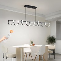 Modern Design Dimmable Desk Linear Pendant Light With Remote Control Dimmable 3 Color Mode Brightness Ceiling Lamp Antiflic