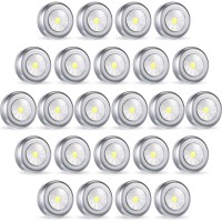 24 Pieces Led Puck Lights Wireless Under Cabinet Lighting 60 Lumens Portable Push Battery Operated Lights Mini Touch Closet Ligh